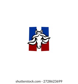 Logotipo da cabeça do cavalo vetor de luxo com letra H do alfabeto. Projetado para marcas sofisticadas, logotipos equestres, equipes de corrida, identidade ocidental, tipografia premium e conceitos visuais elegantes.