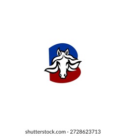 Logotipo da cabeça do cavalo vetor de luxo com letra B do alfabeto. Projetado para marcas sofisticadas, logotipos equestres, equipes de corrida, identidade ocidental, tipografia premium e conceitos visuais elegantes.
