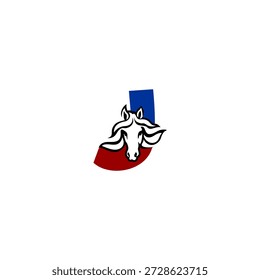 Logotipo da cabeça do cavalo vetor de luxo com letra J do alfabeto. Projetado para marcas sofisticadas, logotipos equestres, equipes de corrida, identidade ocidental, tipografia premium e conceitos visuais elegantes.