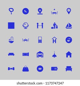 luxury vector icons set. with beach location, sink, black bow tie and hotel location in set