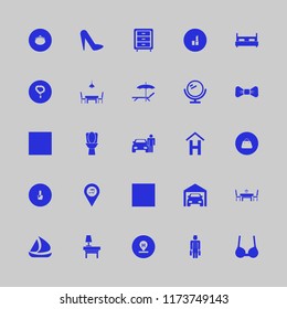 luxury vector icons set. with handbag, dining table restaurant, lipstick and double bed in set