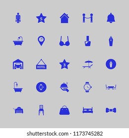 luxury vector icons set. with hotel, beach location, private garage and brassiere in set