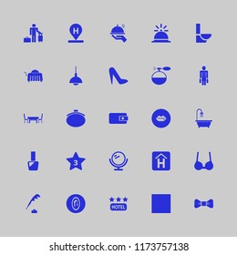 luxury vector icons set. with nail polish, guest, hotel location and brassiere in set