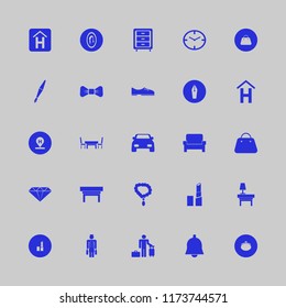 luxury vector icons set. with purse, handbag, car and black bow tie in set