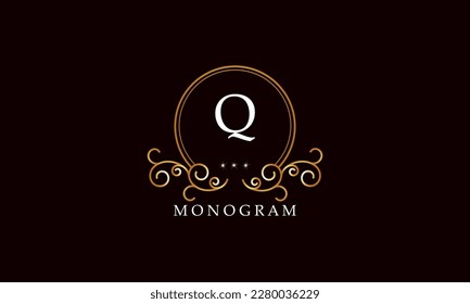 Luxury vector initial letter Q monogram. Vintage logo, retro sign, company brand.