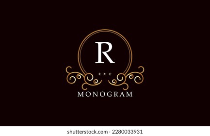 Luxury vector initial letter R monogram. Vintage logo, retro sign, company brand.