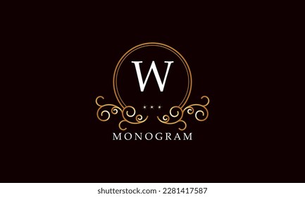 Luxury vector initial letter W monogram. Vintage logo, retro sign, company brand.