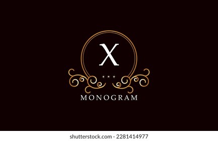 Luxury vector initial letter X monogram. Vintage logo, retro sign, company brand.