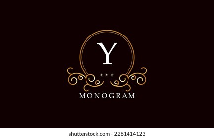 Luxury vector initial letter Y monogram. Vintage logo, retro sign, company brand.