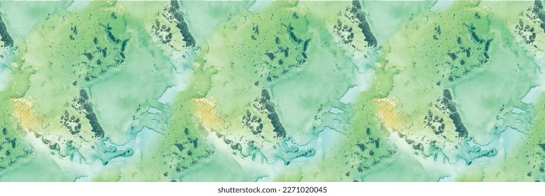 Luxury Vector Ink Canvas. Marble Blue Alcohol Ink. Fluid Elegant Glitter. Metal Water Color Background. Foil Oriental Watercolor. Green Art Paint. Gold Marble Background. Luxury Seamless Painting.