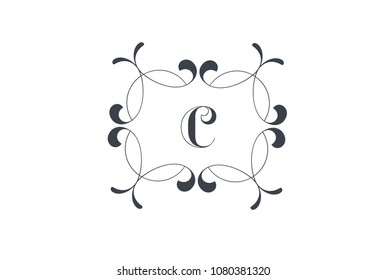 Luxury Vector Letter C Logo design. Elegant Floral Vintage Decorative Frame.