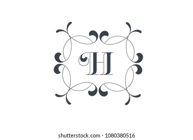 Luxury Vector Letter H Logo design. Elegant Floral Vintage Decorative Frame.