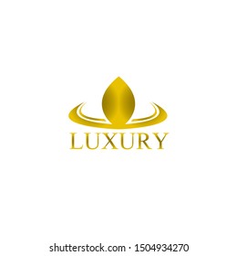 luxury vector logo of gold leaf decoration