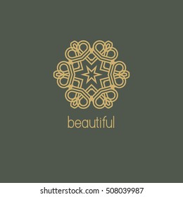 Luxury vector logo. Linear emblem