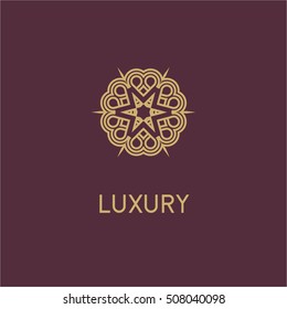 Luxury vector logo. Linear emblem