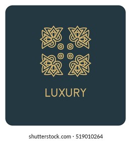 Luxury vector logo. Linear emblem