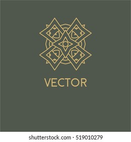 Luxury vector logo. Linear emblem