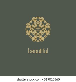 Luxury vector logo. Linear emblem
