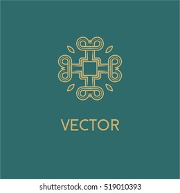 Luxury vector logo. Linear emblem