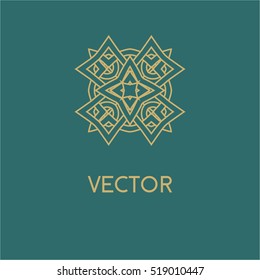 Luxury vector logo. Linear emblem