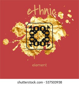 Luxury vector logo. Linear emblem. Vector illustration on a gold background