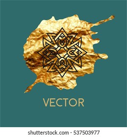 Luxury vector logo. Linear emblem. Vector illustration on a gold background