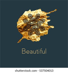 Luxury vector logo. Linear emblem. Vector illustration on a gold background