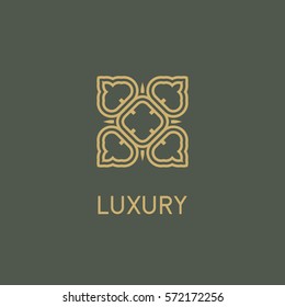 Luxury vector logo. Linear emblem