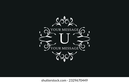 Signo de logotipo vectorial de lujo con letra U. Elegante ornamento, monograma con lugar para texto.