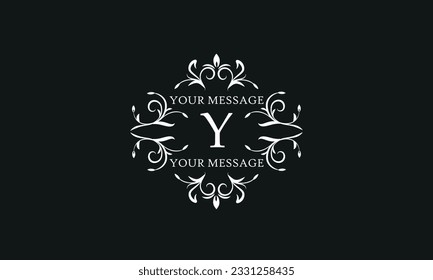 Luxury vector logo sign with letter Y. Elegant ornament, monogram with place for text.