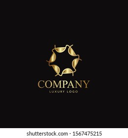 Luxury Vector Logo Template. Geometric gold element design ornamental
for business, wedding decoration and icon with elegant style