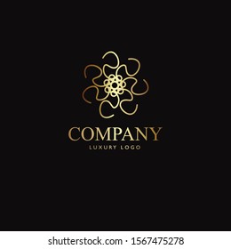 Luxury Vector Logo Template. Geometric gold element design ornamental
for business, wedding decoration and icon with elegant style