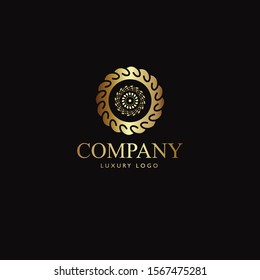 Luxury Vector Logo Template. Geometric gold element design ornamental
for business, wedding decoration and icon with elegant style