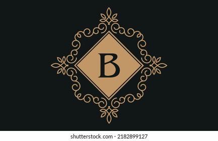 Luxury vector logo template for restaurant, royalty boutique, cafe, hotel jewelry, fashion. Floral monogram with the letter B.