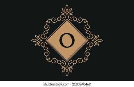 Modelo de logotipo vectorial de lujo para restaurante, boutique de regalías, café, joyería de hotel, moda. Monograma floral con la letra O.