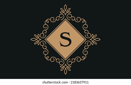 Luxury vector logo template for restaurant, royalty boutique, cafe, hotel jewelry, fashion. Floral monogram with the letter S.