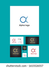 Luxury vector logotype with business card template. Premium letter A logo with golden design. Elegant corporate identity