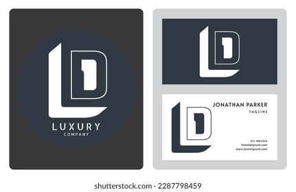 Luxury vector logotype business card template. Premium letter D logo with luxury business card design. Elegant corporate identity.