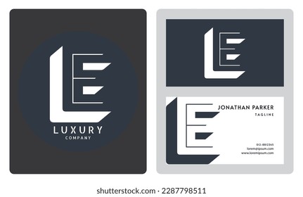 Luxury vector logotype business card template. Premium letter E logo with luxury business card design. Elegant corporate identity.