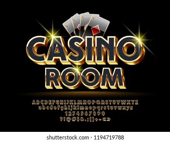 Luxury Vector Logotype for Casino with Royal Font. Set of Black and Gold Letters, Numbers and Symbols.