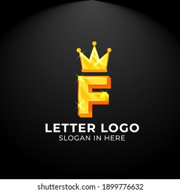 Luxury vector logotype. king Letter F Logo. Logo for your Company, Business Card, Merchandise. Alphabet Logo, Symbol, Letter F Icon