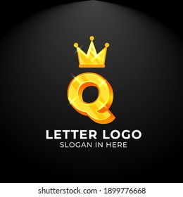 Luxury vector logotype. king Letter Q Logo. Logo for your Company, Business Card, Merchandise. Alphabet Logo, Symbol, Letter Q Icon
