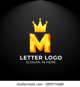 Lotipo vectorial de lujo. Logo de la letra king M. Logotipo para tu empresa, tarjeta de visita, mercancía. Logotipo de alfabeto, símbolo, icono de letra M