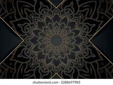 Diseño de fondo de Mandala vectorial de lujo con un patrón de color dorado. Diseño de mandala ornamental vectorial.