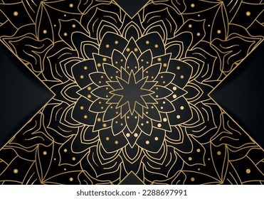 Luxuriöses Vektormandala-Hintergrunddesign mit goldenem Farbmuster. Vektor-Ziermandala-Design.