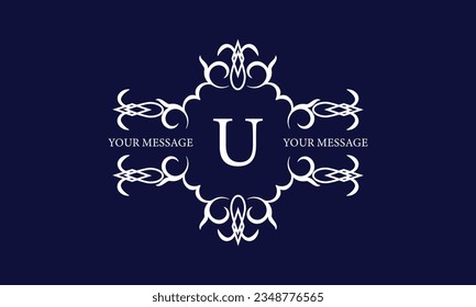 Luxury vector monogram with initial U for restaurant, royalty, boutique, cafe, hotel, heraldic, jewelry, fashion and other illustrations