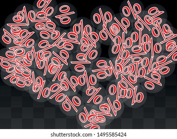 Luxury Vector Percentage Sign Confetti on Transparent. Percent Sale Background. Business, Economics Print. Discount Illustration. Promotion Poster. Black Friday Banner. Special offer Template.