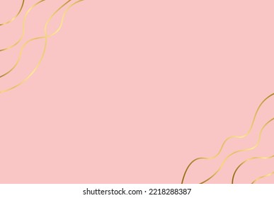 Lujoso fondo rosa vectorial con línea dorada. Fondo de onda abstracto moderno. Elegante tapiz de papel pintado. Plantilla de prima geométrica para carteles, volantes, sitios web, banners, portada, invitación, tarjeta