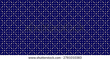 Luxury vector seamless background. Abstract geometric floral pattern with small diamonds, flower silhouettes, leaves, lattice. Simple gold and dark blue ornament in oriental style. Elegant design