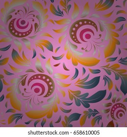 Luxury vector seamless pattern, button-tufted texture, ornate elements in vintage style. Elegant brown and purple ornament with stylized stars, filigree decor on ornate background.